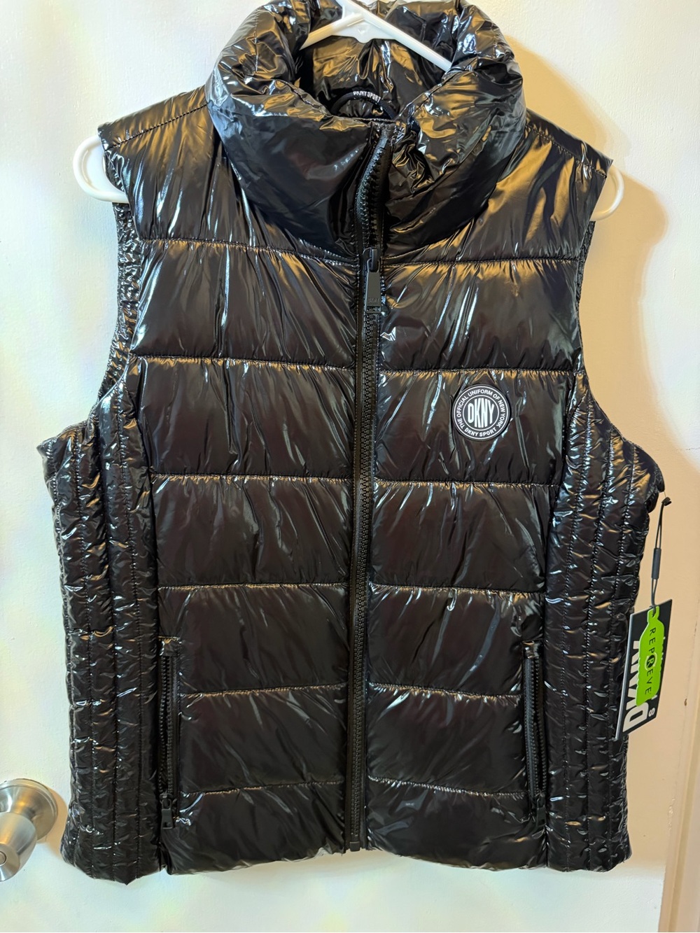 DKNY Kids Shiny Black Quilted Puffer Vest